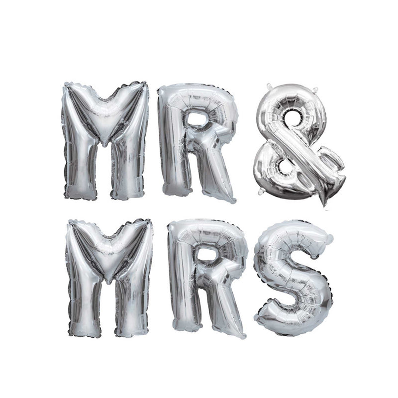 Mr and Mrs Mylar Balloon Kit Silver