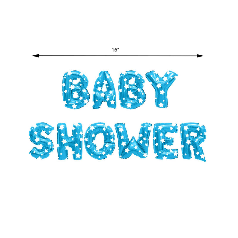Baby Shower Mylar Kit - Blue Stars  size guide