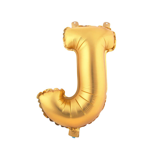 Mylar Balloon Letter J - Gold 16"