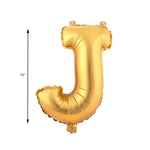 Mylar Ballon Letter J- Gold 16 inch size guide