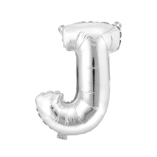 Mylar Balloon Letter J - Silver 16"