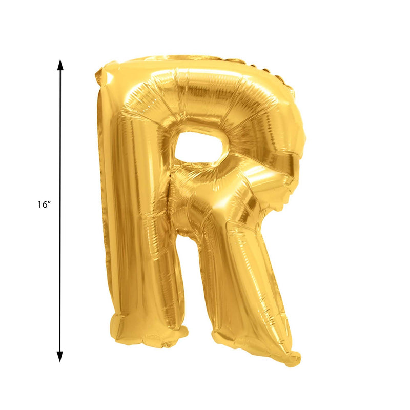 Mylar Ballon Letter R - Gold 16 inch size guide