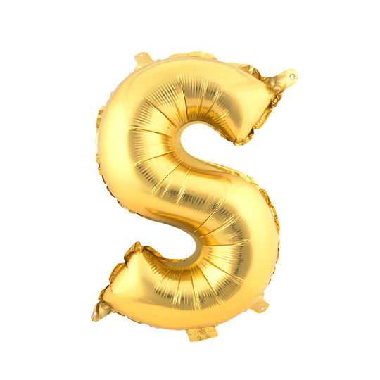 Mylar Balloon Letter S - Gold 16"