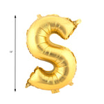 Mylar Ballon Letter S- Gold 16 inch size guide