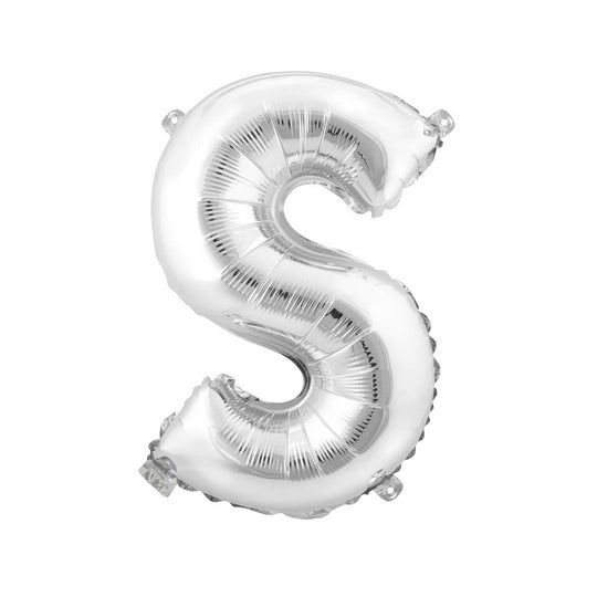Mylar Balloon Letter S - Silver 16"