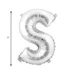 Mylar Ballon Letter S- Silver 16 inch size guide