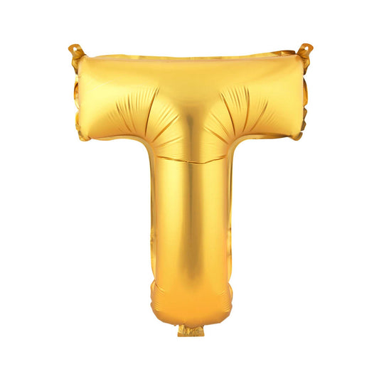 Mylar Balloon Letter T - Gold 16"