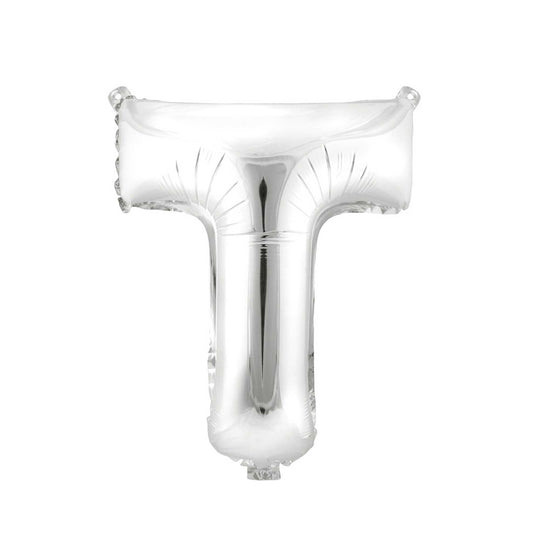 Mylar Balloon Letter T - Silver 16"