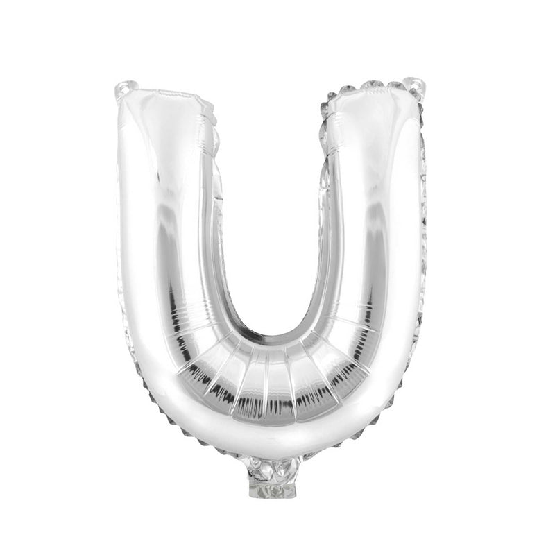 Mylar Ballon Letter U- Silver 16 inch