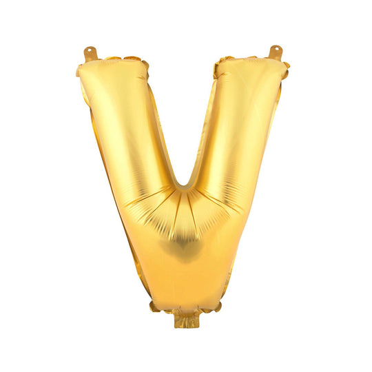 Mylar Balloon Letter V - Gold 16"