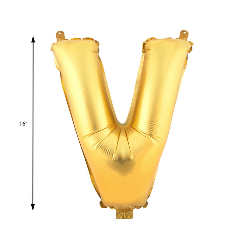 Mylar Ballon Letter V Gold 16 inch Size Guide