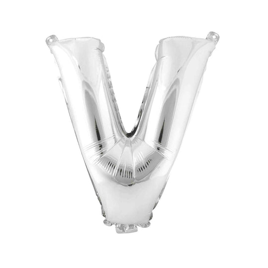 Mylar Balloon Letter V - Silver 16"