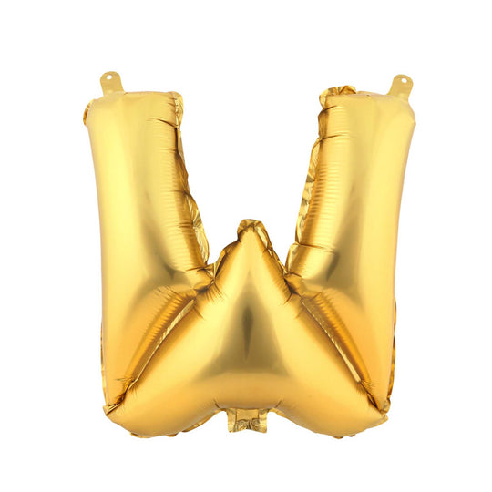 Mylar Balloon Letter W - Gold 16"