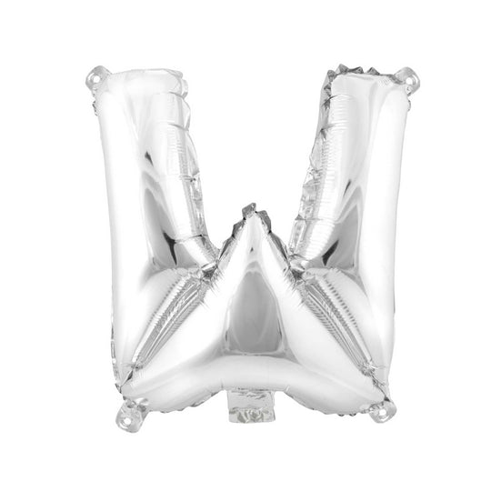 Mylar Balloon Letter W - Silver 16"