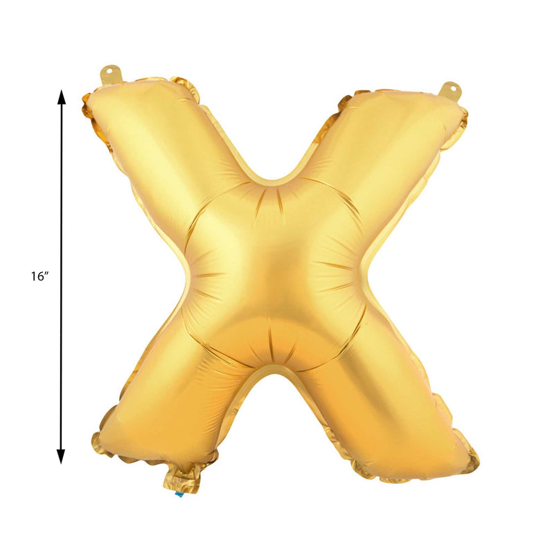 Mylar Ballon Letter X Gold 16 inch Size Guide