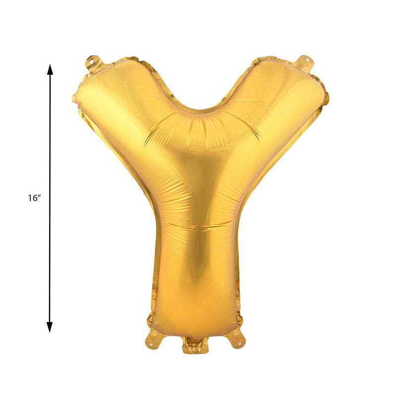 Mylar Ballon Letter Y- Gold 16 inch Size Guide