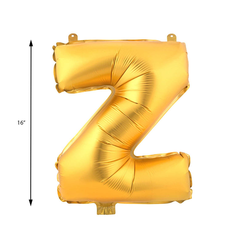 Mylar Ballon Letter Z- Gold 16 inch Size Guide
