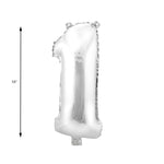 Mylar Balloon Number 1 16" - Silver Size guide