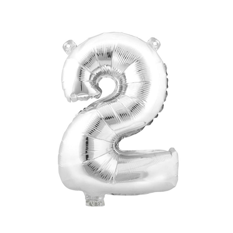 Mylar Balloon Number 2 16" - Silver
