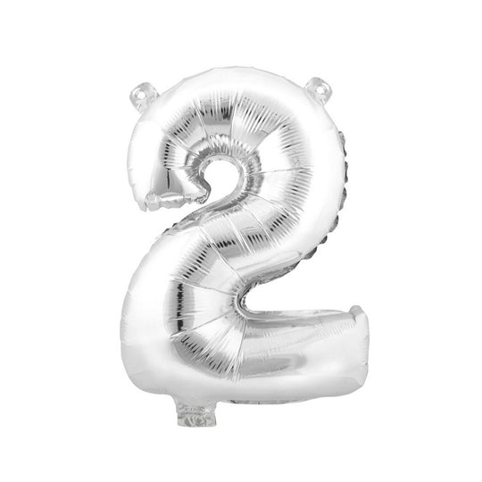 Mylar Balloon Number 2 - Silver 16"