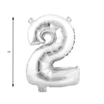 Mylar Balloon Number 2 16" - Silver Size Guide