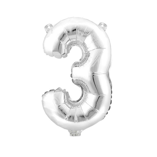 Mylar Balloon Number 3 - Silver 16"
