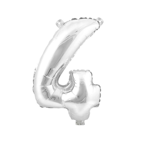 Mylar Balloon Number 4 - Silver 16"