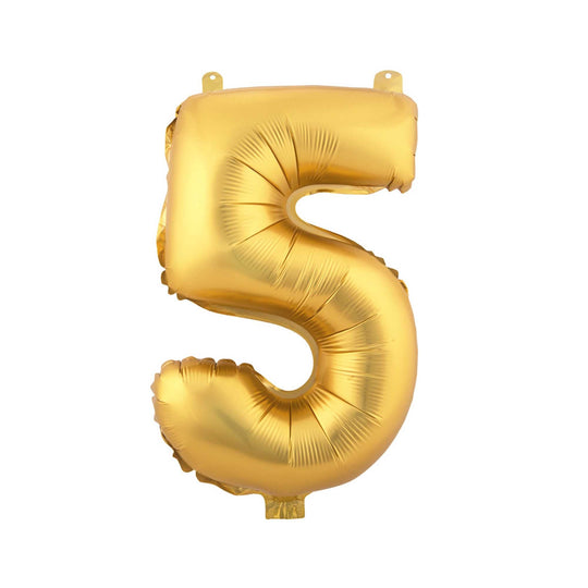 Mylar Balloon Number 5 - Gold 16"