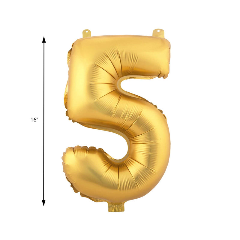 Mylar Balloon Number 5 16" -Gold Size Guide