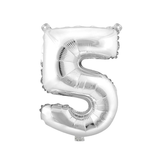 Mylar Balloon Number 5 - Silver 16"