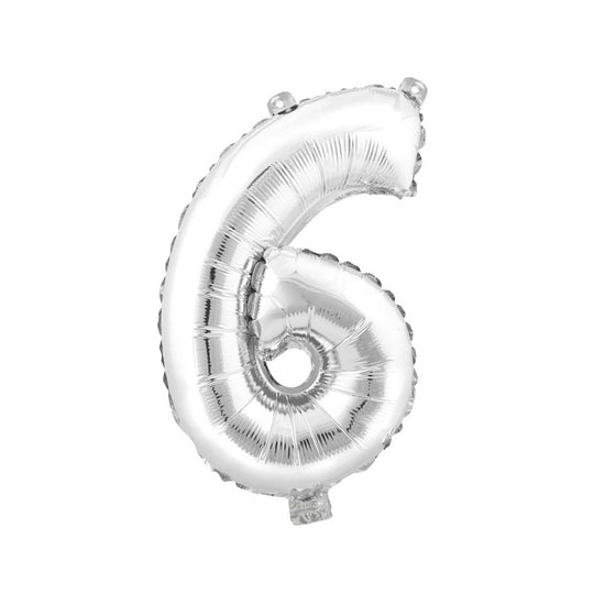 Mylar Balloon Number 6 - Silver 34"