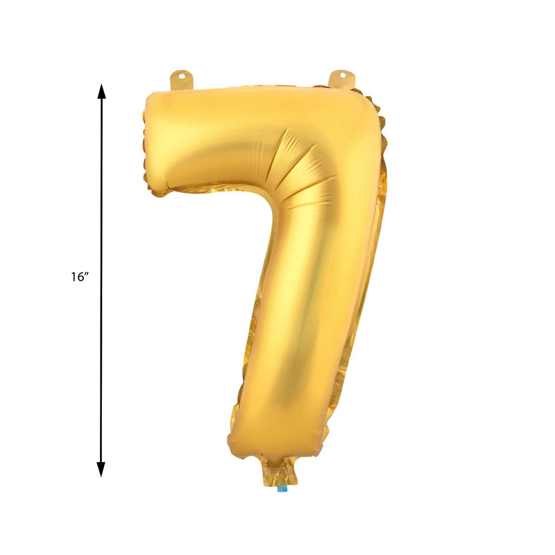 Mylar Balloon Number 7 16" - Gold Size Guide
