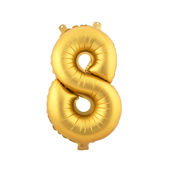 Mylar Balloon Number 8 - Gold 16"