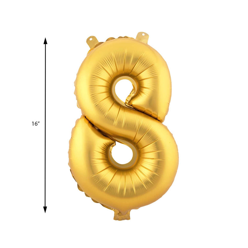 Mylar Balloon Number 8 16" - Gold Size guide