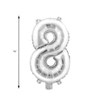 Mylar Balloon Number 8 16" - Silver Size Guide
