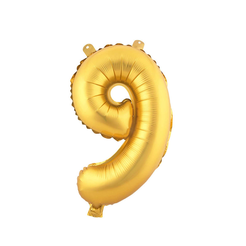 Mylar Balloon Number 9 16" - Gold