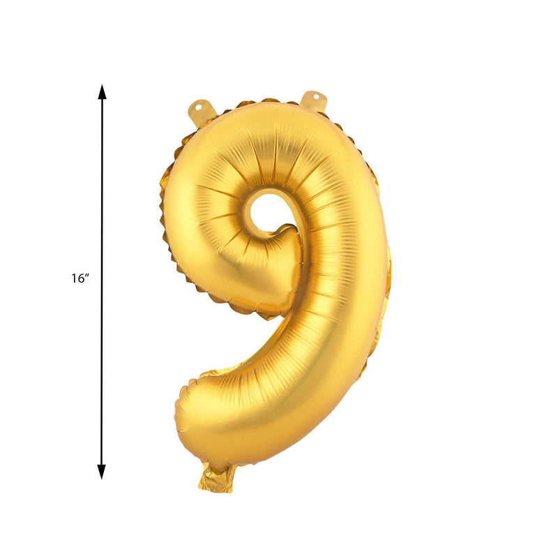 Mylar Balloon Number 9 16" - Gold Size Guide
