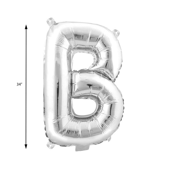 Mylar Balloon Letter B - Silver 34"