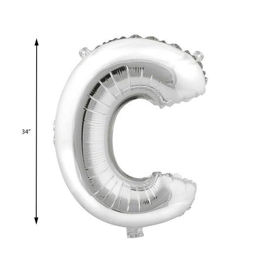 Mylar Balloon Letter C - Silver 34"