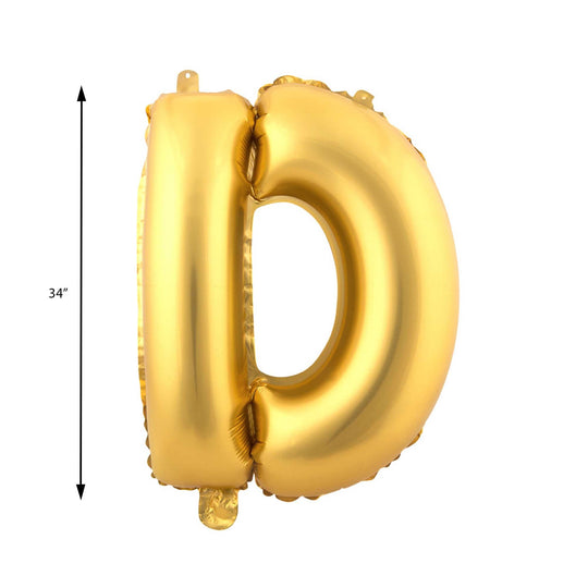 Mylar Balloon Letter D - Gold 34"