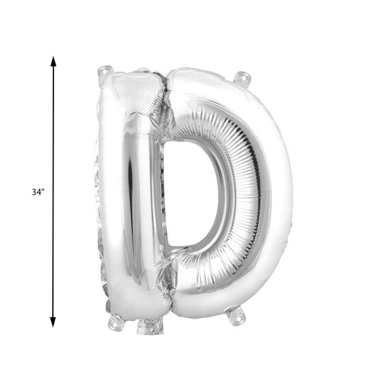 Mylar Balloon Letter D - Silver 34"