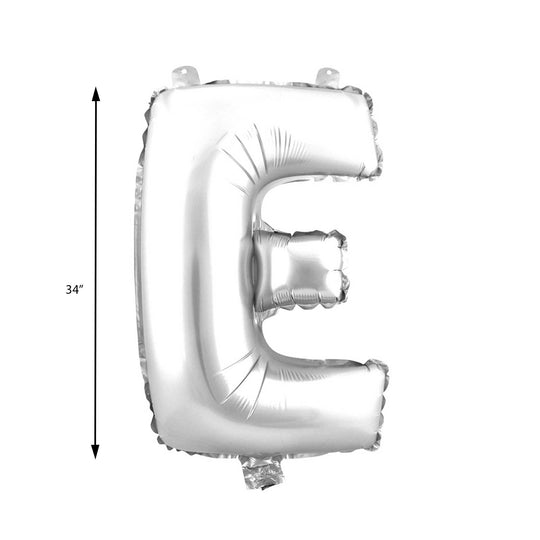 Mylar Balloon Letter E - Silver 34"