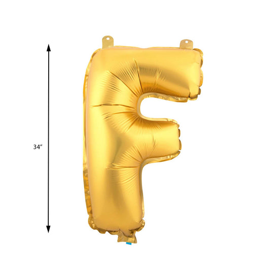 Mylar Balloon Letter F - Gold 34"