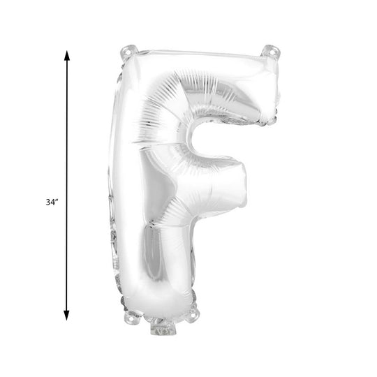 Mylar Balloon Letter F - Silver 34"