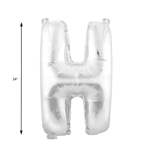 Mylar Balloon Letter H - Silver 34"