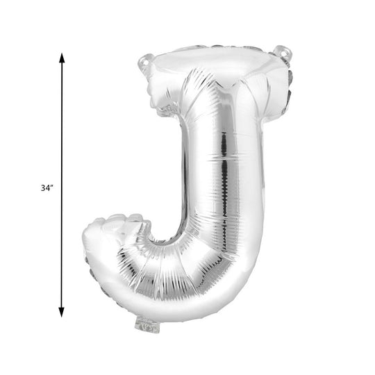 Mylar Balloon Letter J - Silver 34"