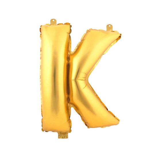 Mylar Balloon Letter K - Gold 16"