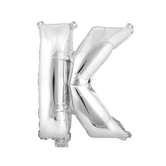 Mylar Balloon Letter K - Silver 16"