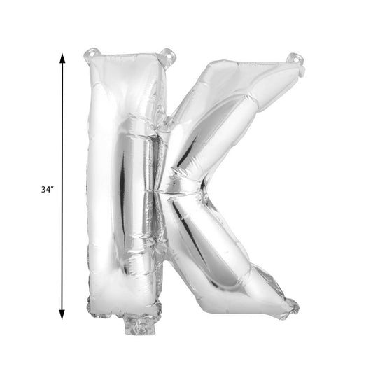 Mylar Balloon Letter K - Silver 34"