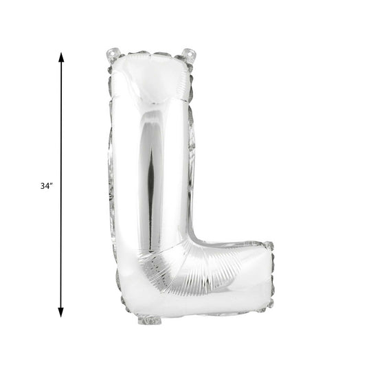 Mylar Balloon Letter L - Silver 34"